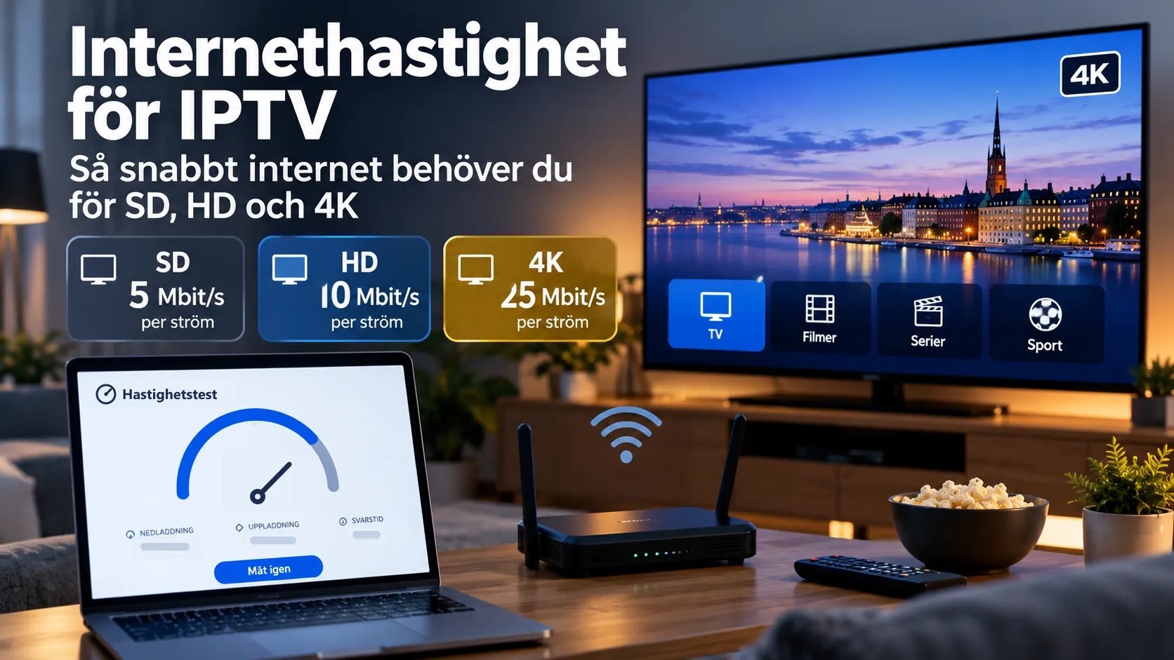 Internethastighet för IPTV Sverige med hastighetstest för stabil streaming